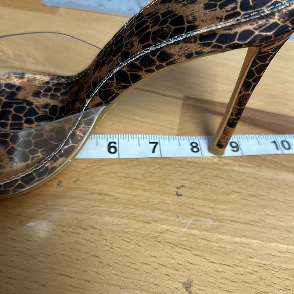 Olivia Jaymes Women's Transparent Leopard Pattern Stiletto Heeled Mule Sandals - Picture 11 of 14